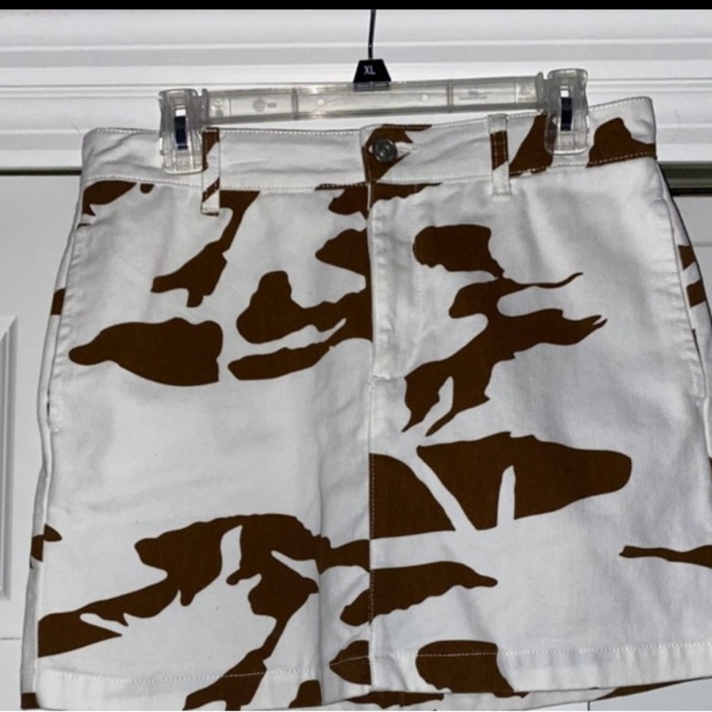 BCBG denim cow print mini skirt